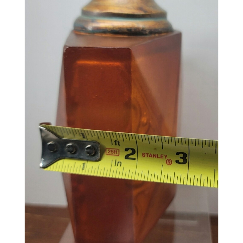 Faux Glass Amber Decanter with Fleur-de-Lis Stopper - Picture 10 of 10